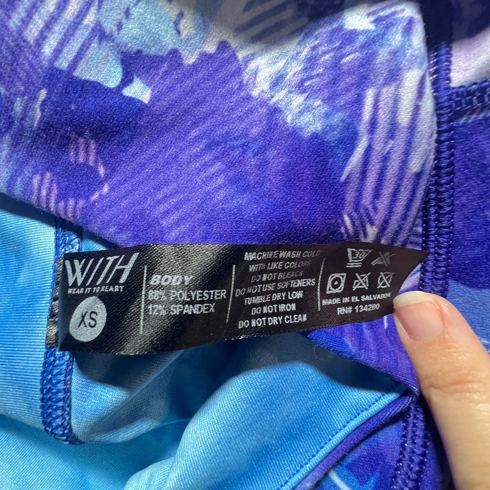 Peloton x WITH Wear It To Heart Blue Moves High Waist Bike Shorts XS Purple New - Picture 6 of 11